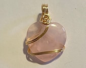 Rose Quartz Heart Pendant - 14KGF