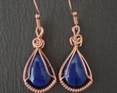 Lapis Earrings, Copper