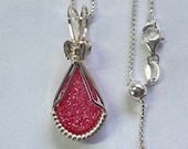 Pink Drusy Pendant--Sterling Silver with Optional Adjustable Chain