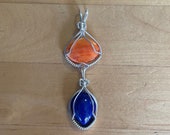 Spiny Oyster and Lapis Goddess Pendant - Sterling Silver