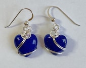 Lapis Heart Earrings -- Sterling Silver