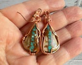 Royston Ribbon Turquoise Earrings, Copper