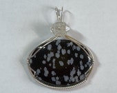 Snowflake Obsidian and Herkimer "Diamond" North Star Pendant, Sterling Silver