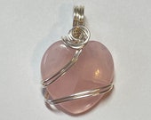 Rose Quartz Heart Pendant - Sterling Silver
