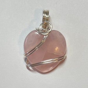 Rose Quartz Heart Pendant - Sterling Silver
