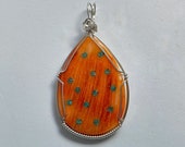 Spiny Oyster Shell with Turquoise Inlay Pendant - Sterling Silver