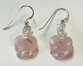 Rose Quartz Heart Earrings - Sterling Silver