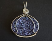 Purple and Blue Drusy Quartz Pendant -- Sterling Silver