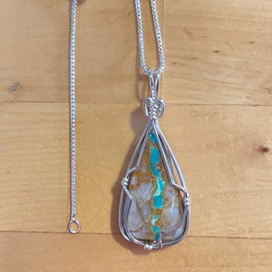 Royston Ribbon Turquoise Pendant - Sterling Silver