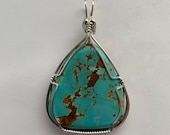 Large Royston Turquoise Pendant - Sterling Silver