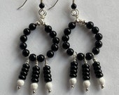 Black Raindrop Earrings - Sterling Silver