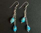Castle Dome AZ Turquoise Earrings, Sterling Silver
