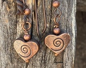 Antique Copper Heart Earrings