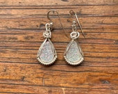 Iridescent White Drusy Earrings -- Sterling Silver