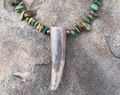 Turquoise/Antler Tip Necklace -- Copper
