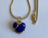 Lapis Lazuli Heart Pendant, 14k Gold Filled