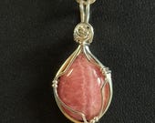 Rhodochrosite Pendant, Sterling Silver