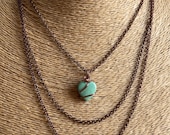 Kingman Turquoise Heart Pendant - Antique Copper