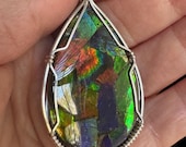 Ammolite Mosaic Triplet Pendant, Sterling Silver