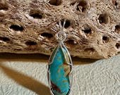 Kingman AZ Turquoise Pendant, Sterling Silver