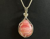 Rhodochrosite Pendant, Sterling Silver