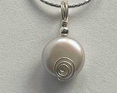 Silver-Gray Freshwater Coin Pearl Pendant - Sterling Silver