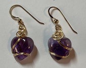 Amethyst Heart Earrings - 14KGF