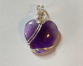 Amethyst Heart Pendant - Sterling Silver