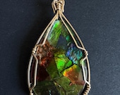 Ammolite Mosaic Triplet Pendant, 14K Gold Filled