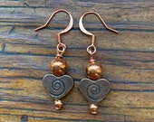 Copper Heart Earrings