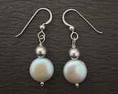 Freshwater Coin Pearl Earrings, Sterling Silver
