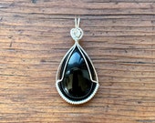 Black Agate Pendant -- Sterling Silver