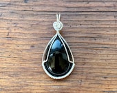 Black Agate Pendant -- Sterling Silver