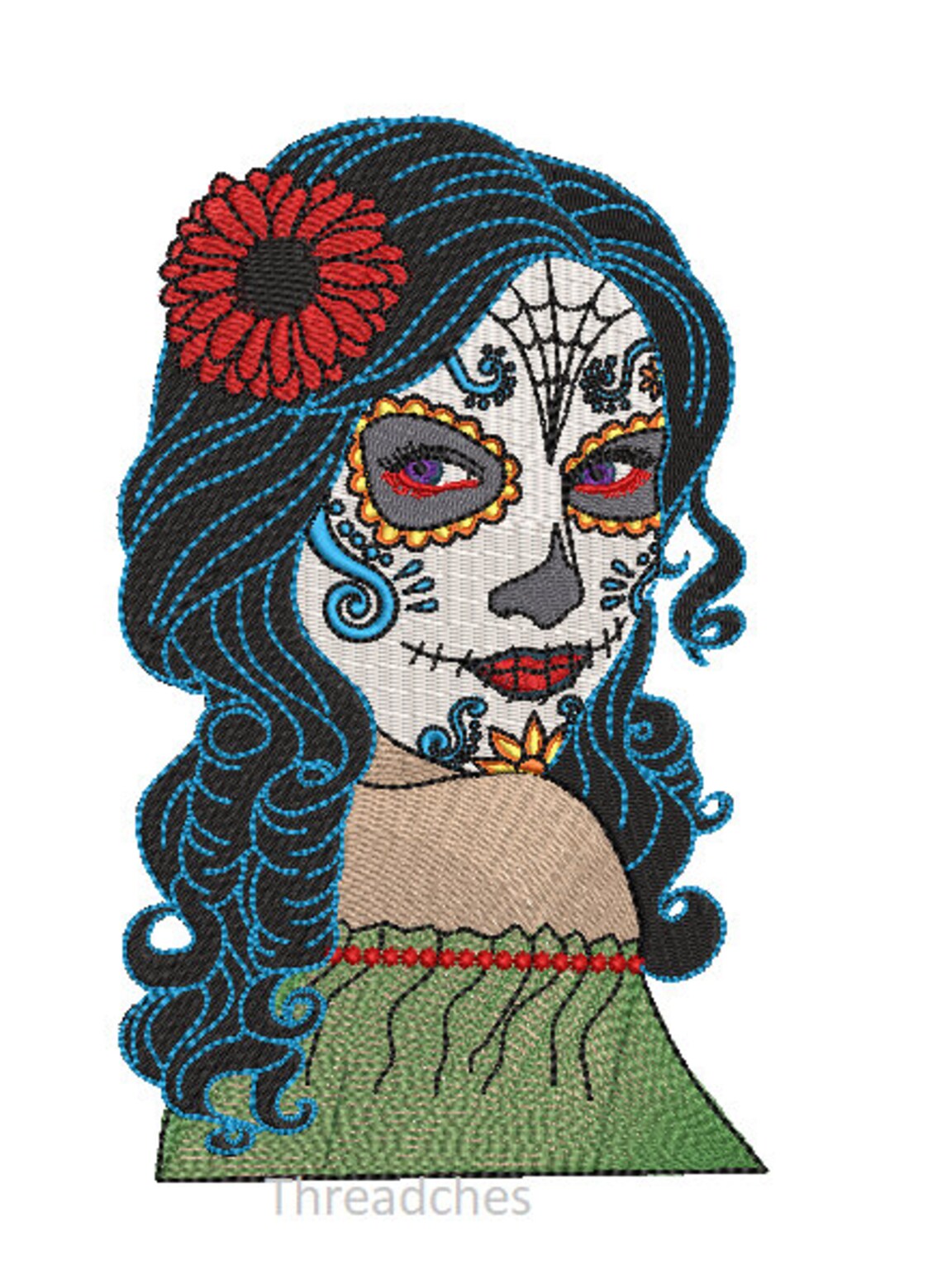La catrina day of dead lady embroidery design digital file  etsy