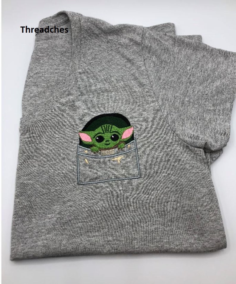 Cute little alien pocket peeker embroidery design one size  etsy