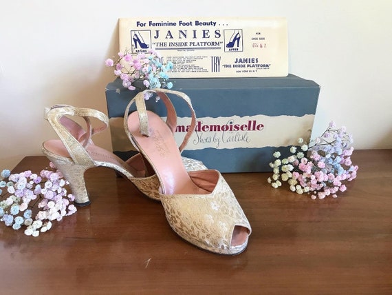 1950’s Peep Toe Ivory Mademoiselle Heels