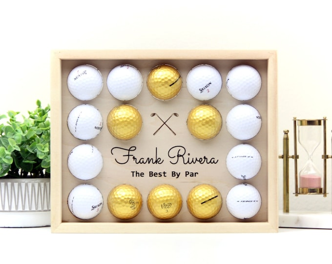 8x10, Custom Golf Ball Display Frame | Golf Ball Holder | Personalized Golf Ball Collection | Stand or Hang