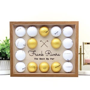 8x10, Custom Golf Ball Display Frame | Golf Ball Holder | Personalized Golf Ball Collection | Stand or Hang