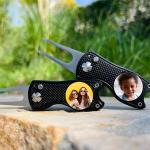 Photo Divot Repair Tool and Ball Marker - Gifts for Golfers, Father's day, Custom Ball Marker, Groomsmen Gifts, Wedding Gifts for Men