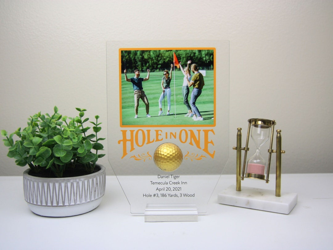 Hole in One Plaque Golf Award Trophy Custom Acrylic Golf Plaque Golf Ball Display Etsy