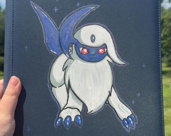 Dark Blue Hand-Painted Pokemon Binder | Absol VaultX 9 Pocket Trading Card Binder