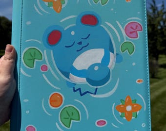 Hand-Painted Pokemon Binder | Marill Light Blue 9 Pocket Binder