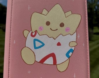 Hand-Painted Pink Pokemon Binder | Togepi 4 Pocket VaultX Binder