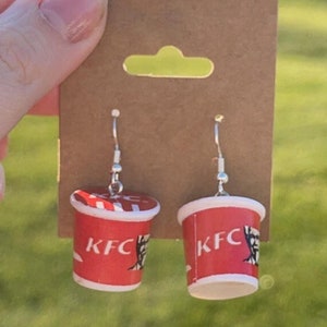KFC baumeln Ohrringe | Kentucky Fried Huhn | Essen Silberschmuck