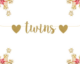 Twins Glitter Banner | Baby Shower Banner, Gold Baby Shower Decor, Gold Glitter, Modern Baby Shower, Pregnancy Banner, Baby Announcement