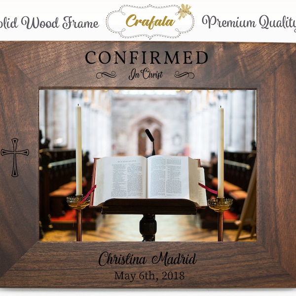 Confirmed in christ custom Frame, Personalized Solid  Wood Frame, Engraved Frame, Photo Frame, Picture Frame, Wall Frame