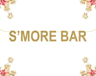 S'more Bar Glitter Banner | birthday banner | happy birthday | glitter party decorations | photo prop | birthday Celebrate| Gold Silver