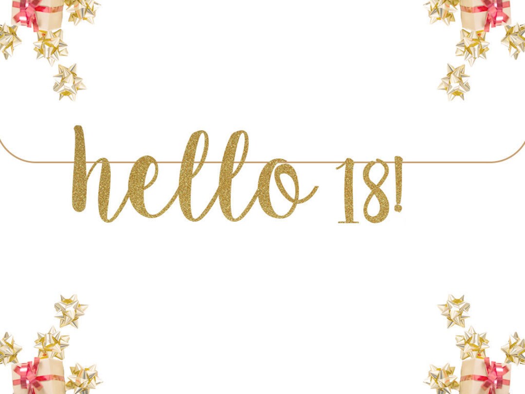 Hello 18! Glitter Banner | Birthday Banner | Happy Birthday | Glitter ...