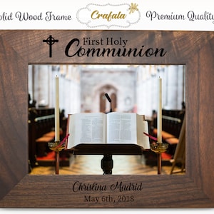 First holy communion custom Frame, Personalized Solid  Wood Frame, Engraved Frame, Photo Frame, Picture Frame, Wall Frame