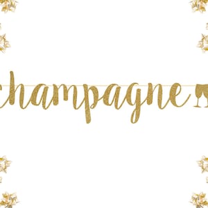 Champagne Glitter Banner | Congratulations Gold Letter banner, Engagement Banner Retirement weddings bridal showers bachelorette parties
